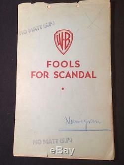 1938 Fools For Scandal Carole Lombard Original Continuity Movie Script MS12