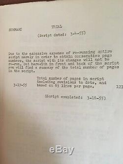 1955, Trial, Vintage Original Movie Film Cinema Screenplay Script