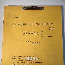 1971 BANANAS Original Movie Script Continuity Woody Allen, Louise Lasser