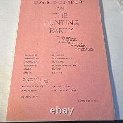 1971 THE HUNTING PARTY Original Movie Script Continuity Actor Gene Hackman