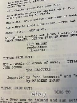 1977 THE RESCUERS Original Walt Disney Movie Script Continuity RARE