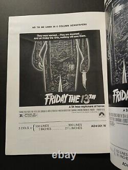 1980 Original Friday The 13th Movie Press Book Kevin Bacon RARE 8.5 x 11