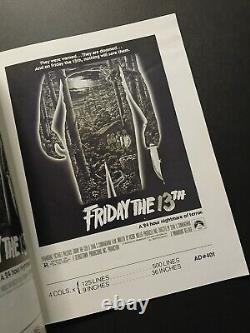 1980 Original Friday The 13th Movie Press Book Kevin Bacon RARE 8.5 x 11
