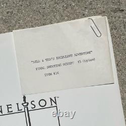 1987 Bill & Ted's Excellent Adventure Movie Final Shooting Script & Continuity