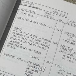 1987 Bill & Ted's Excellent Adventure Movie Final Shooting Script & Continuity