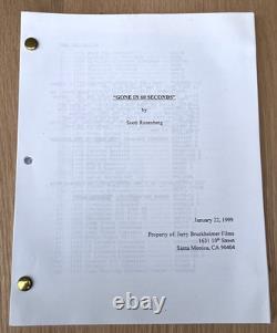 1999 Gone In 60 Seconds Scott Rosenberg Original Movie Script Bruckheimer Cage