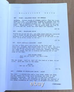 1999 Mulholland Drive David Lynch Original Movie Script TV Television Pilot