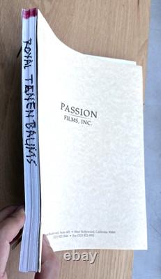 2000 The Royal Tenenbaums Original Movie Script Wes Anderson Owen Wilson