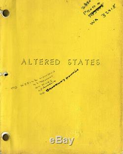 ALTERED STATES (1979) Orig film script for Ken Russell adaptation of Chayefsky