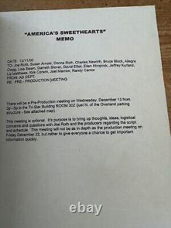 AMERICA'S SWEATHEARTS Movie Screenplay Script Julia Roberts BILLY CRYSTAL