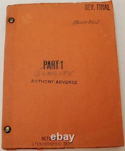 ANTHONY ADVERSE / Sheridan Gibney 1935 Movie Script Screenplay, Fredric March