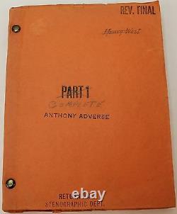 ANTHONY ADVERSE / Sheridan Gibney 1935 Movie Script Screenplay, Fredric March