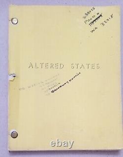Altered States Original movie script 1979 with notations Paddy Chayefsky