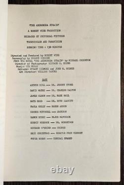 Andromeda Strain movie script 1969 Estimating Draft 4E Ackerman owned