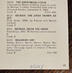 Andromeda Strain movie script 1969 Estimating Draft 4E Ackerman owned