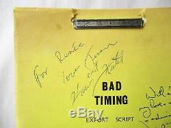 BAD TIMING FILM SCRIPT SIGNED by NICOLAS ROEG, HARVEY KEITEL, THERESA RUSSELL +1