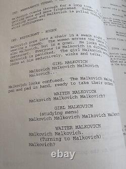 Being John Malkovich Original Movie Screenplay Propstore COA