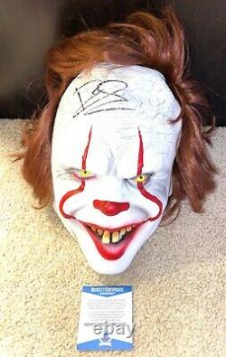 Bill Skarsgard Signed Pennywise Mask It 2 Halloween Stephen King Movie Book Bas