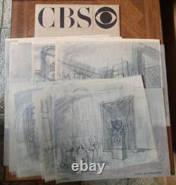 CBS Television Studio Original Pencil Set Art Film Designs Lot of 18 1960-70's