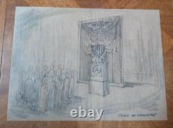 CBS Television Studio Original Pencil Set Art Film Designs Lot of 18 1960-70's