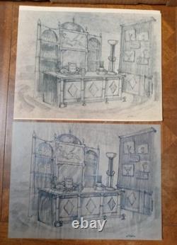 CBS Television Studio Original Pencil Set Art Film Designs Lot of 18 1960-70's CBS Television Studio Original Pencil Set Art Film Designs Lot of 18 1960-70's