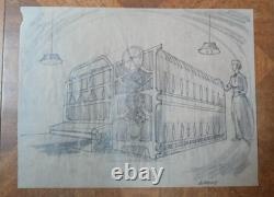 CBS Television Studio Original Pencil Set Art Film Designs Lot of 18 1960-70's