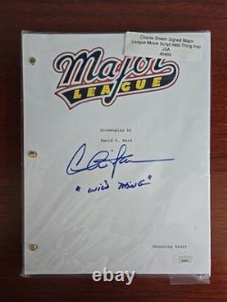 Charlie Sheen Signed Major League Movie Script Wild Thing Imscribed JSA COA