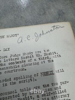 Courtship Of Andy Hardy Original Movie Script Agnes Johnston Signed 1940s Rooney