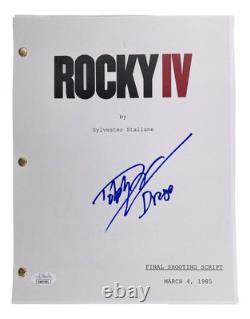 Dolph Lundgren Signed Rocky IV Movie Script Drago Inscribed JSA ITP 53627
