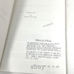 ET Movie Script 1981 Working Title A Boys Life Original Willian Kotzwinkle Copy
