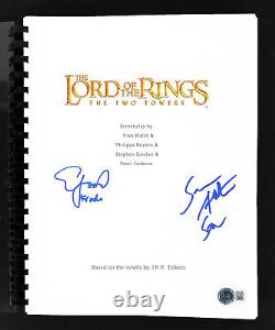Elijah Wood & Sean Astin Lord of the Rings Two Towers Signed Movie Script BAS W