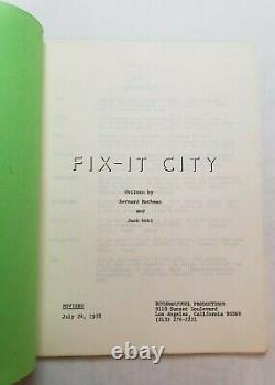 FIX-IT CITY / Bernard Rothman 1978 TV Movie Script, JOHN APREA & JERRY HARDIN