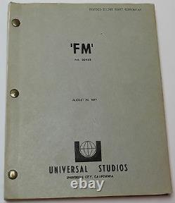 FM / Ezra Sacks 1977 Screenplay, Film about the #1 Radio Station in Los Angeles