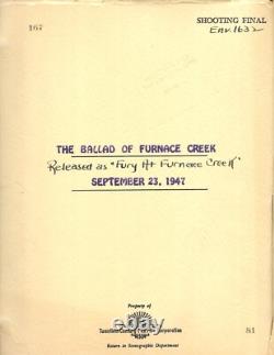 FURY AT FURNACE CREEK original movie script Victor Mature