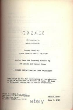 GREASE (Jun 9, 1977) Fourth draft film script by Bronte Woodard