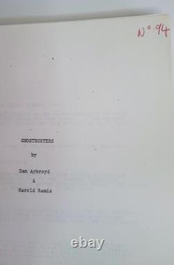 Ghostbusters Movie Script Screenplay 1983 1st Draft Dan Aykroyd & Harold Ramis