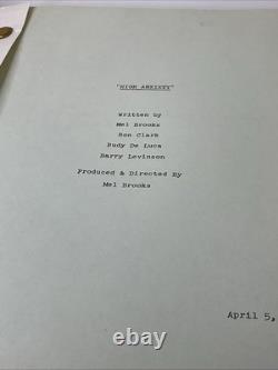 High Anxiety Mel Brooks Original Movie Script, 1977
