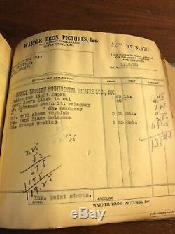 Huge Vintage 1929 Invoice Book From WARNER BROS. Film Studio Early Hollywood Gem