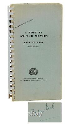 I Lost It at the Movies PAULINE KAEL SIGNED Uncorrected Proof 1965 1st Book