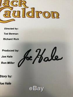 Joe Hale Signed Autographed The Black Cauldron Full Movie Script Disney Animator