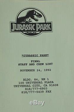 Jurassic Park Original 1993 Film Production Book Binder Notebook & Related Files