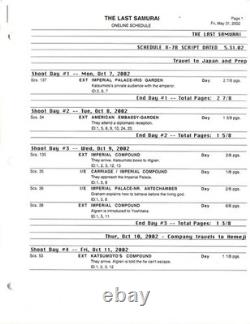 LAST SAMURAI, THE (May 31, 2002) Film script for Edward Zwick epic drama