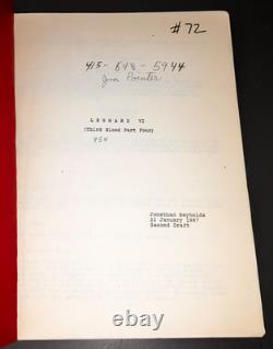 LEONARD VI (1987) Early Draft Script Worst Movie Classic Cult Comedy COA