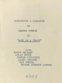 Lady On A Train 1945 Original Continuity & Dialogue Movie Script, Deanna Durbin