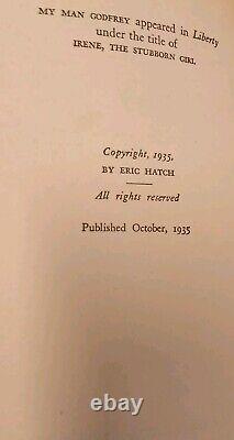 MY MAN GODFREY 1ST Edition By ERIC HATCH 1935 Pre Film Very Rare Book