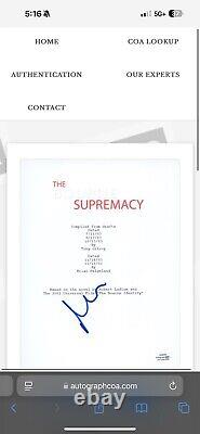 Matt Damon Autographed The Bourne Supremacy Movie Script Full (Autograph COA)