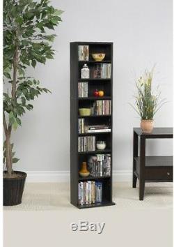 Media Sorage Dvd Movie CD Book Shelf Extra Wide Slim Cabinet Stand Wood Espresso