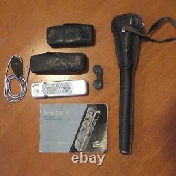 Minox B Spy Camera Original Case & Chain Tripod Flash Book Film Ship Free