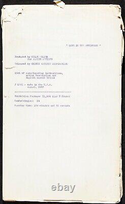 Movie Screenplay Love in the Afternoon 1957 Script VF-7 Audrey Hepburn