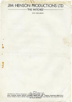 Nicholas Roeg THE WITCHES Original screenplay for the 1990 film 1988 #142808